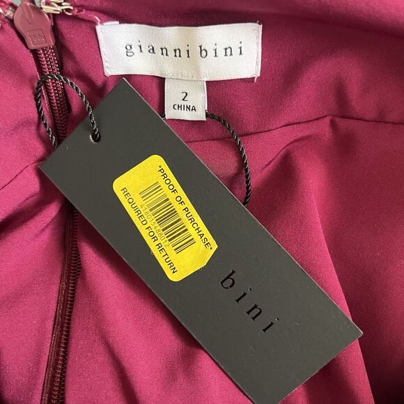 NWT Gianni Bini Mariah 3/4 Sleeve Plunging V-Neck Burgundy Velvet A-Line Dress - Picture 7 of 8